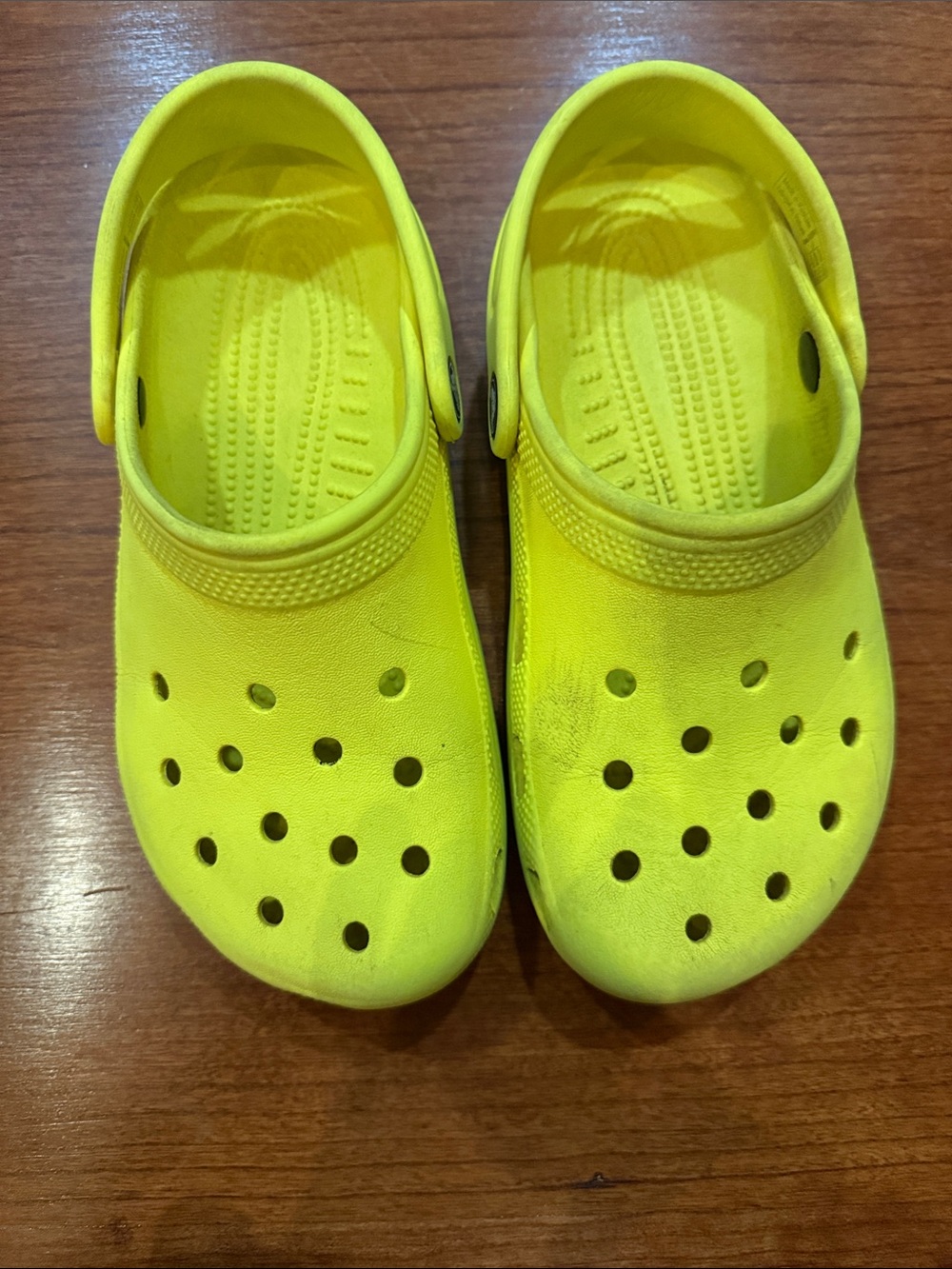 Bright Yellow Kids CROCS Size J3